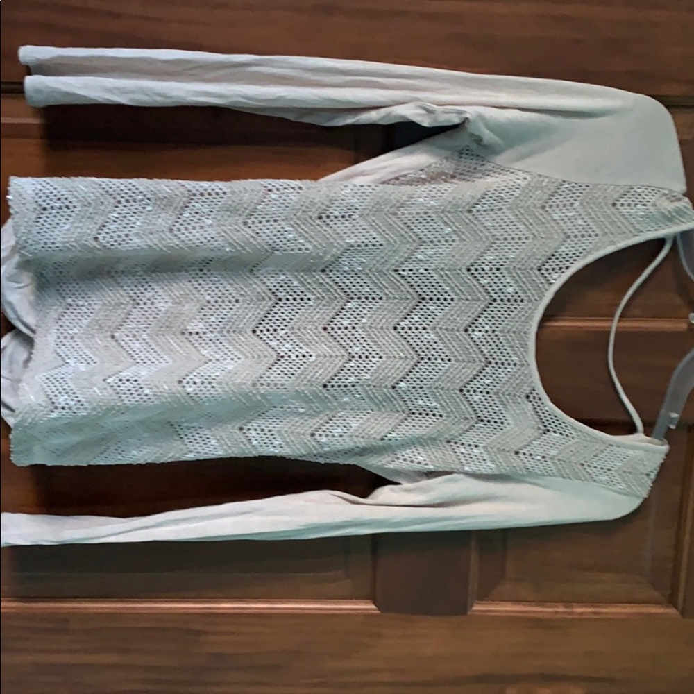 Buckle Beige Lace with a Swoop Back Top